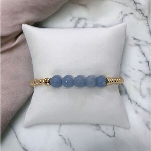 NWT Wool + Pepper Co. Angelite Gemstone & Gold Bracelet